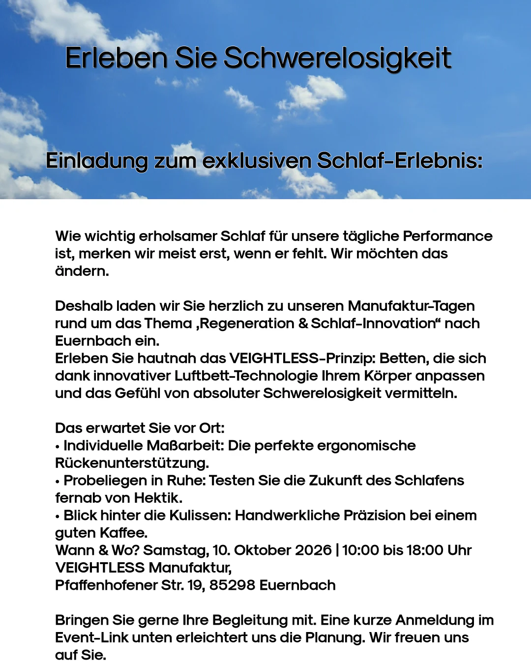 Erleben Sie Schwerelosigkeit